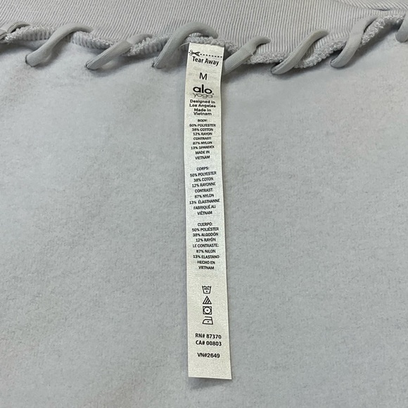 Alo Yoga Splice Long Sleeve Crop Sweatshirt Top Grey Womens Sz M - Picture 10 of 10